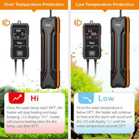 Hygger Aquarium Heater 300W-1000W LED Controller Fresh Saltwater Tank