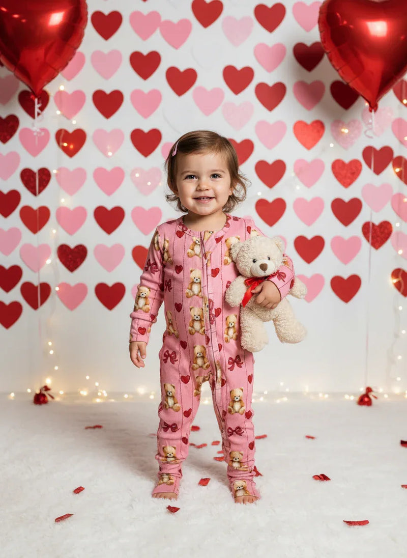 Ribbed bamboo pink teddy zippy - BIG FRENCHIES