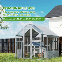 Large Wooden Chicken Run with Waterproof & Anti-UV Cover, for 6-8 Chickens, for Backyard, Farm, 5.5 x 6 x 6