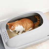 Stainless Steel Cat Litter Box With Lid, Large Cat Litter Box For Big Cats, Scoop And Mat Included