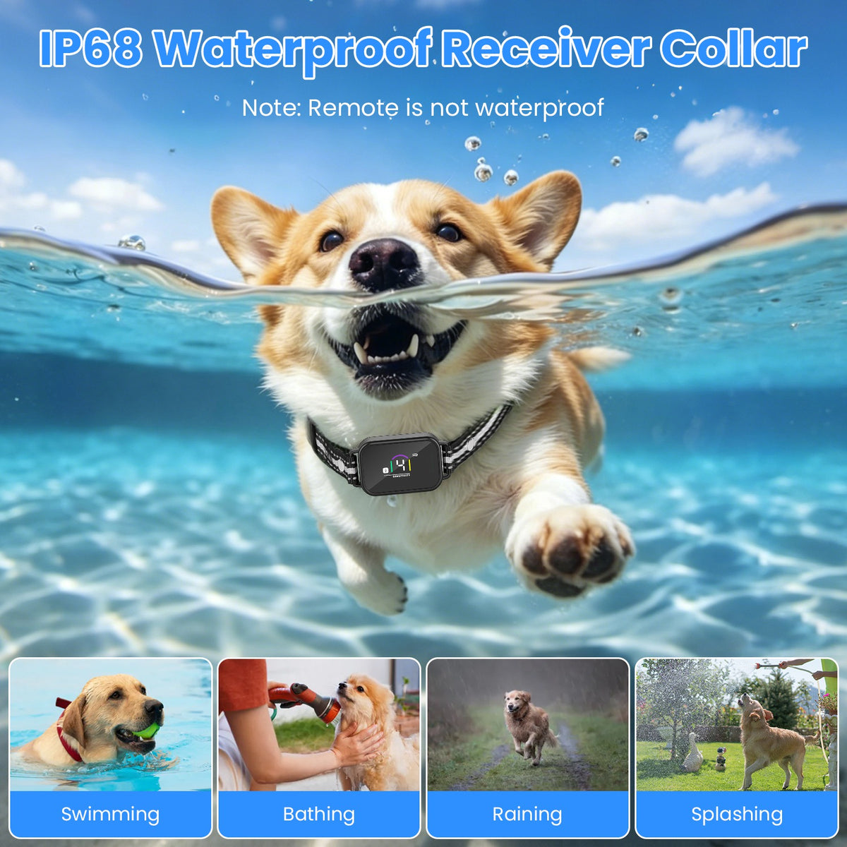 1Pc 2 In 1 Dog Shock And Bark Collar Dog Training Collar With Remote Rechargeable IP68 Waterproof With 3 Channels For Me