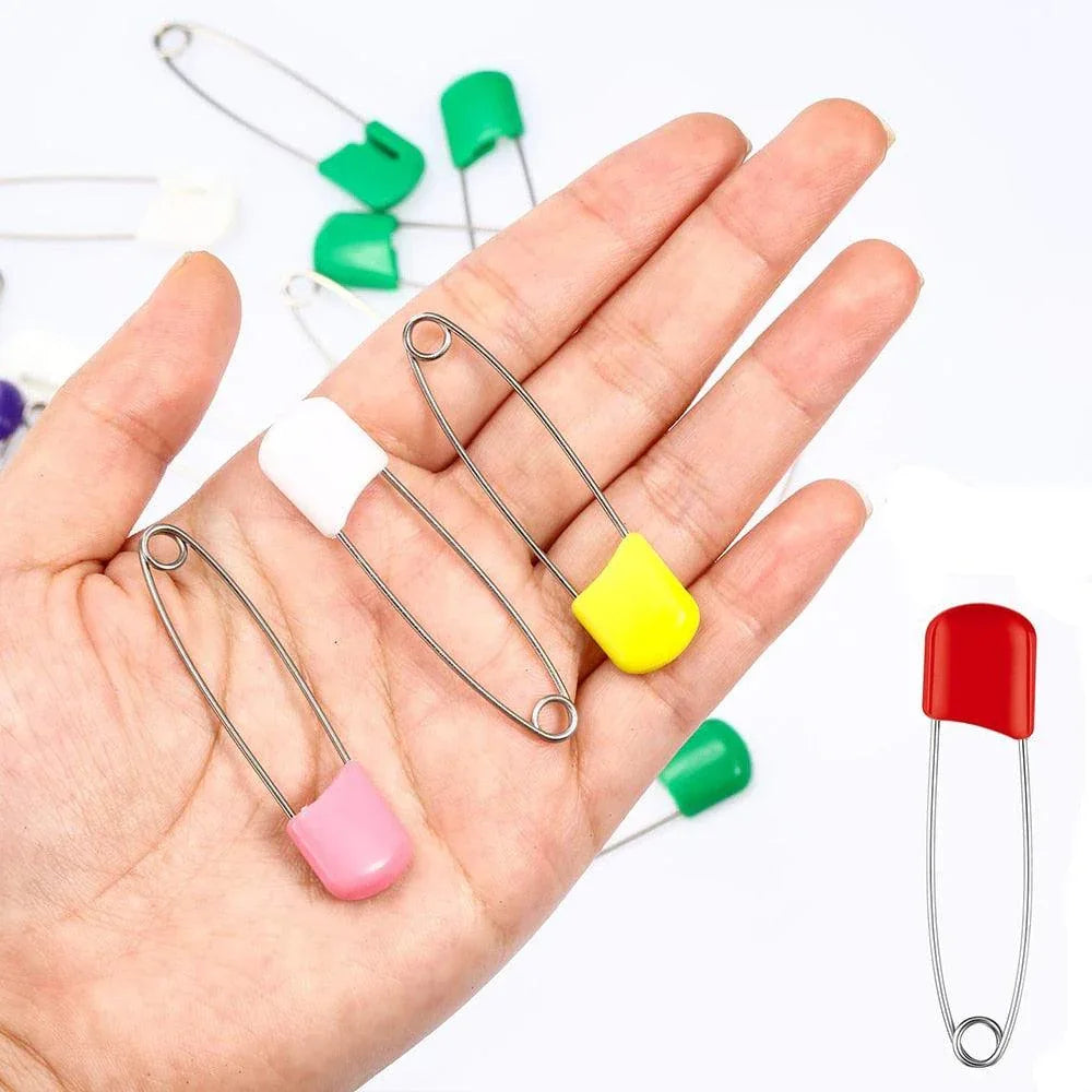 50Pcs Baby Safety Pins Plastic Head Cloth Diaper Pins Stainless Steel Sewing Safety Pins for Quilting Knitting Stitch Markers Stainless Steel Nappy Pins for Quilting Sewing Locking Safety Pins - BIG FRENCHIES