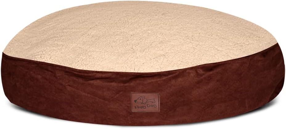 Floppy Dawg Universal Round Dog Bed Replacement Cover. Removable - Large Brown with Beige Top - image 2