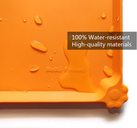 Hoki Found -Waterproof Pet Feeding Mats with High Lips - 22"L x 14"W / Orange - image 3