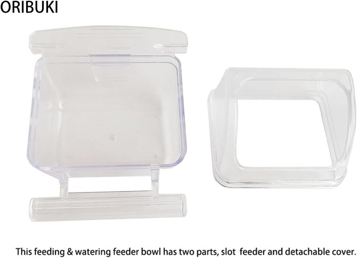2 Pack Bird Feeders for Cage No Mess Parakeet Food Bowl with Cover - Clear Bird Cage Bowl Pack of 4 - image 3