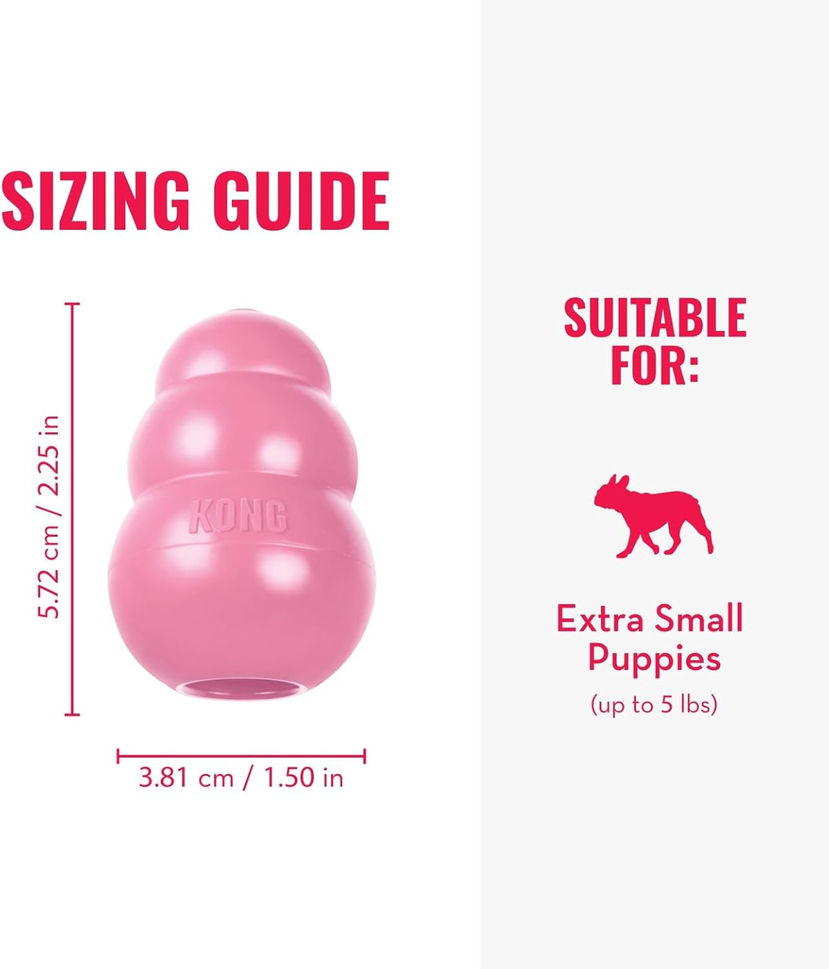 KONG Puppy, Natural Rubber Teething Chew Toy, for Small Puppies - Extra Small (Pack of 1) / Pink - image 3