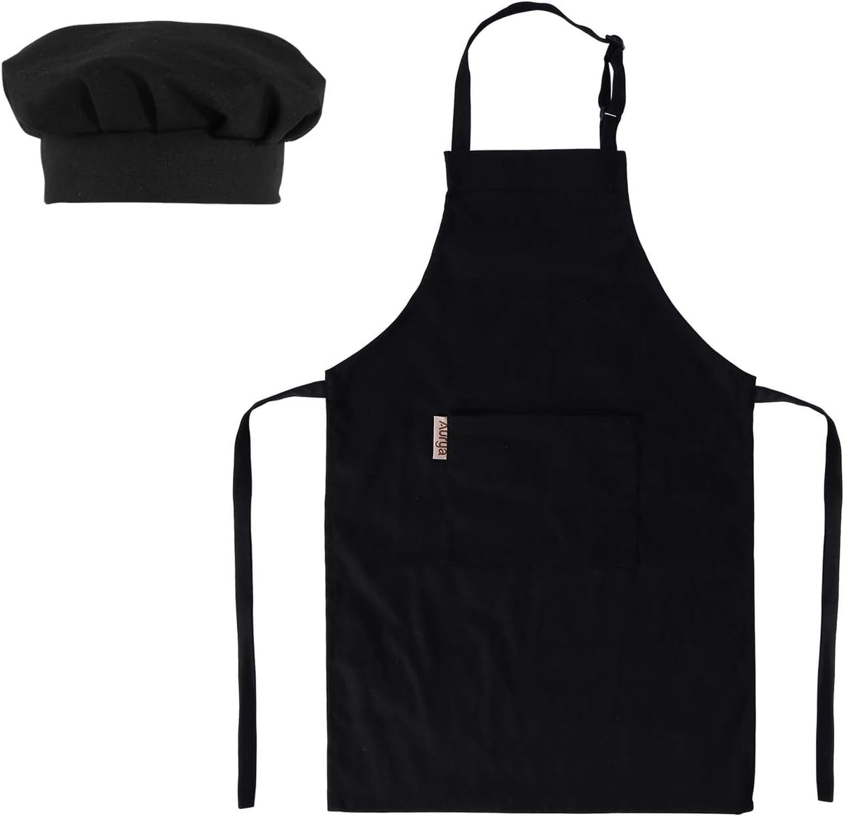 Aurya kids apron and chef hat set in light blue with front pocket and adjustable strap - view 3