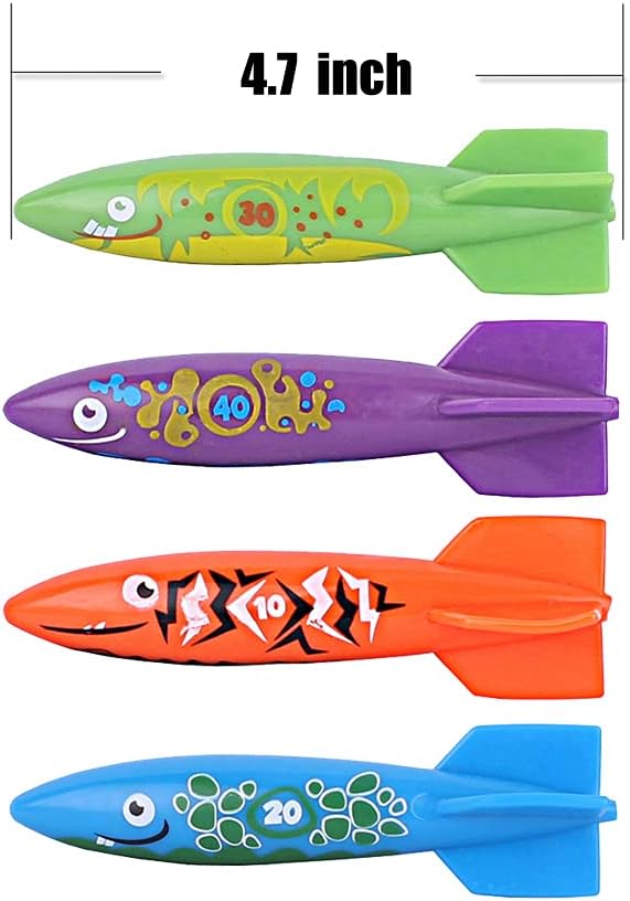 Diving Pool Toy Underwater Swimming Throwing Diving Torpedo Shark - Shark 8 Pack - image 2