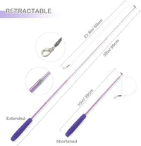 Cat Toy Wand, Interactive Feather Teaser Cat Toys Set, Retractable Cat Fishing Rod with 5pcs Refills (Purple)