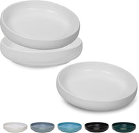 Ceramic Cat Bowls, Shallow Cat Dishes for Food and Water - White-3pack
