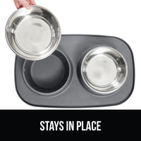 GORILLA GRIP Dog Bowl Set with Feeding Mat - Gray / 3 Cup Bowls - image 4