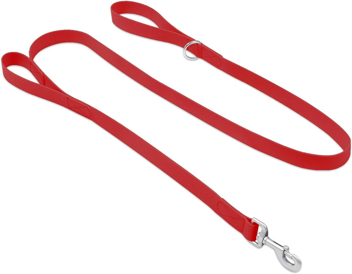 Waterproof Dog Leash, 5/6 FT Durable Odor-Proof Dog Leashes with Strong Metal Hooks Fits Small - Red / 6FT - Double Handle