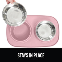 GORILLA GRIP Dog Bowl Set with Feeding Mat - Light Pink / 1 Cup Bowls - image 4