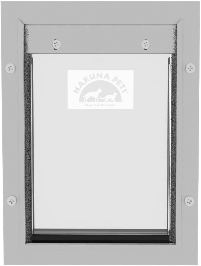 Hakuna Pets aluminum dog and cat door with magnetic flap and locking panel - view 2