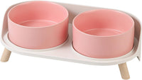 Elevated Ceramic Dog Bowl Set - Pink / Medium