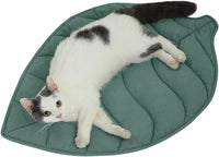 Letalong 30 X 20 Inch Leaf Shaped Cotton Cat Bed Pad - Green-01