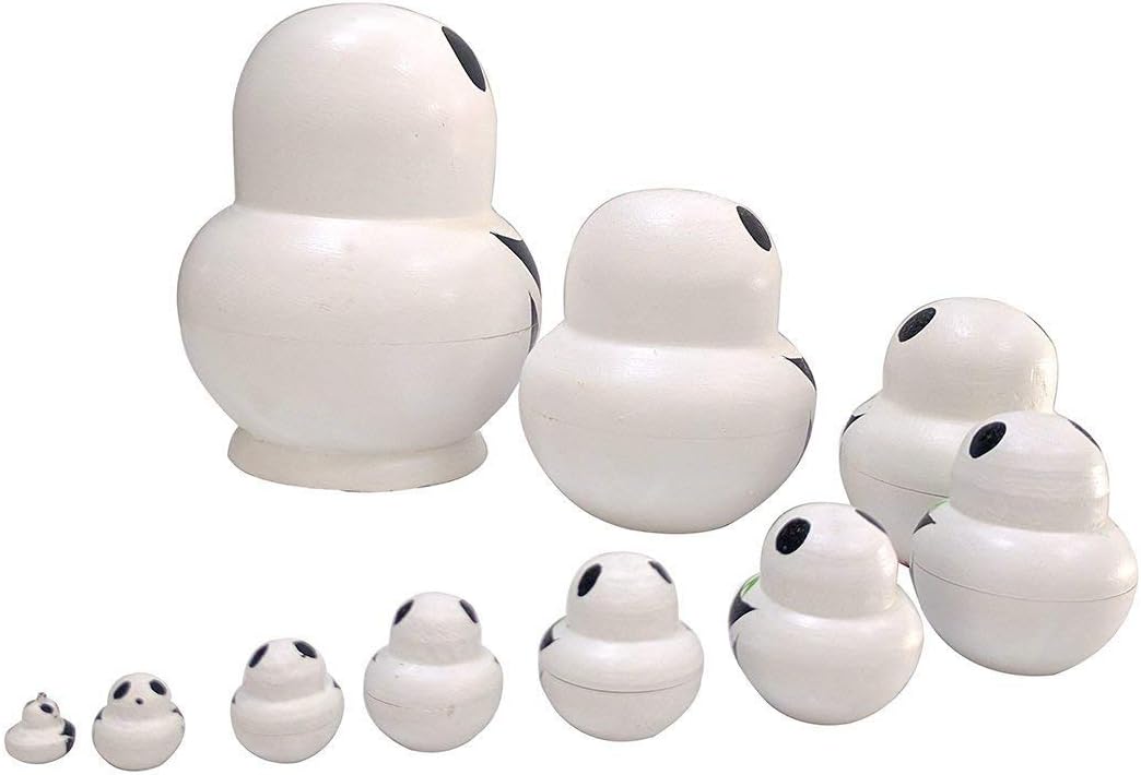 Unigift 10 piece handmade wooden panda with bamboo Russian nesting dolls matryoshka set - view 2