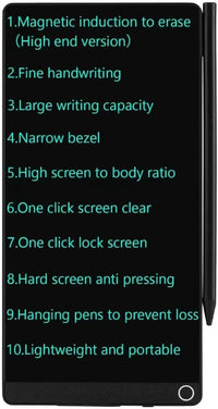 LCD Writing Tablet 6.5in Fine Tip with Leather Case and Hanging Pen – Fun for Kids & Family - Fine Tip Magnetic Erase