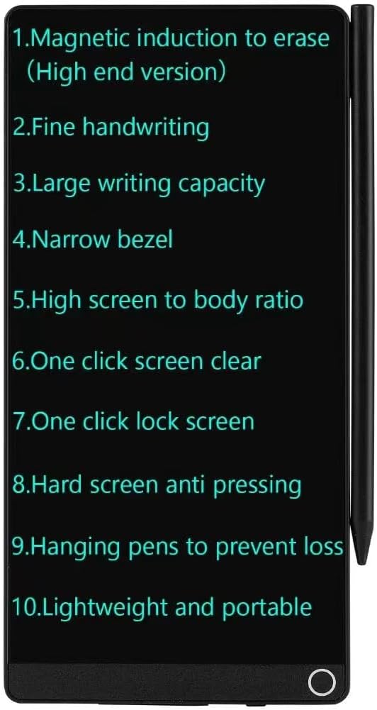 LCD Writing Tablet 6.5in Fine Tip with Leather Case and Hanging Pen – Fun for Kids & Family - Fine Tip Magnetic Erase