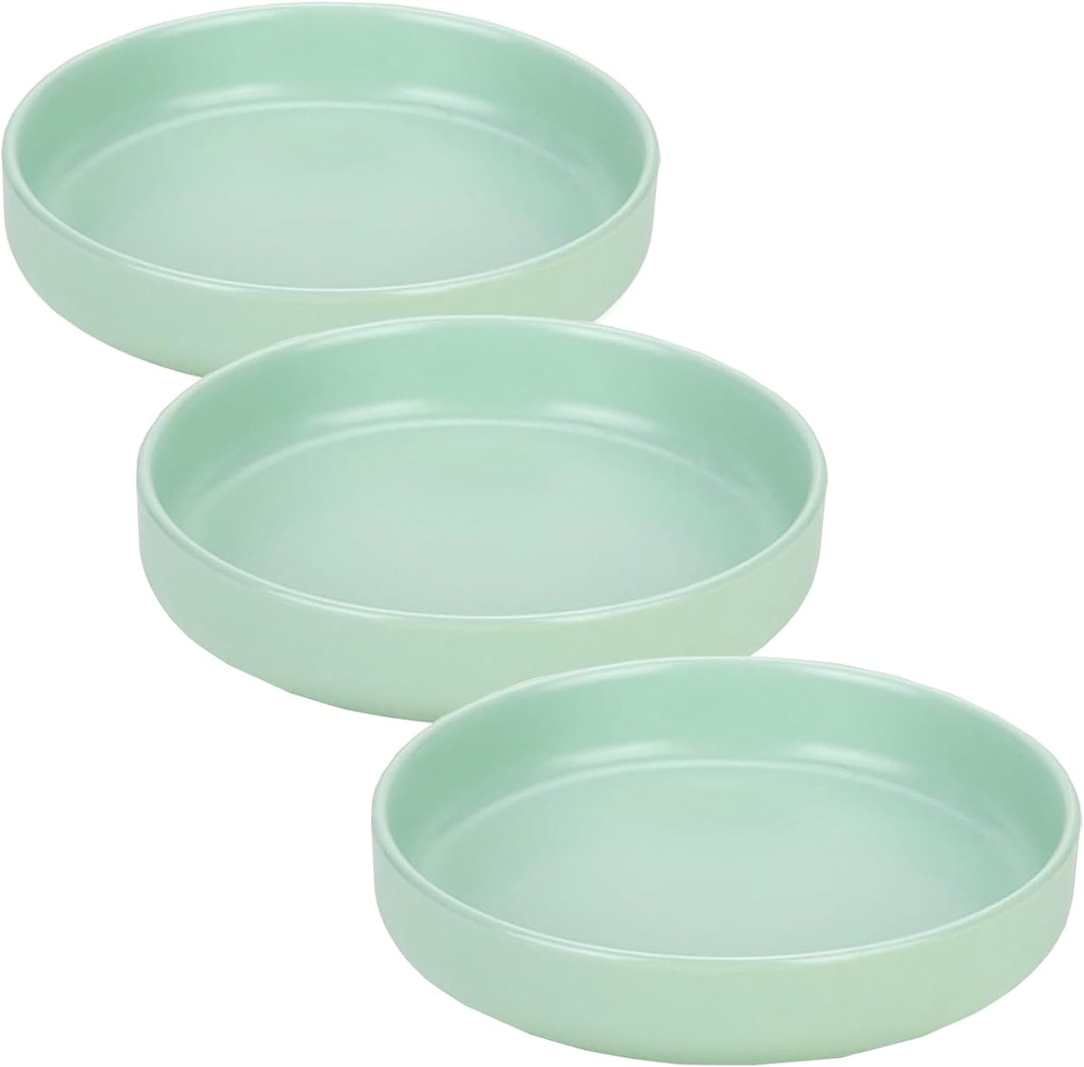 Ceramic Cat Bowls, Shallow Cat Dishes for Food and Water - Mint green