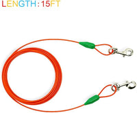 Petest 16 Inch Spiral Stake with 15ft Tie-Out Cable for Medium Dogs Up to 60 Pounds DarkGreen & Orange