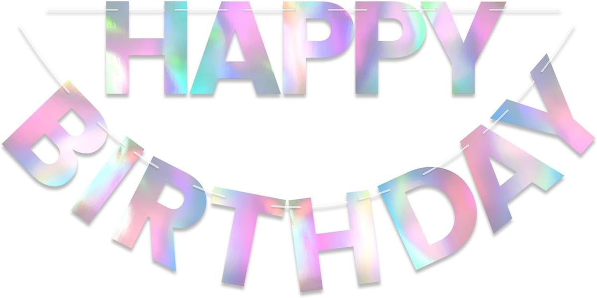 Pre-Strung Happy Birthday Banner - Iridescent