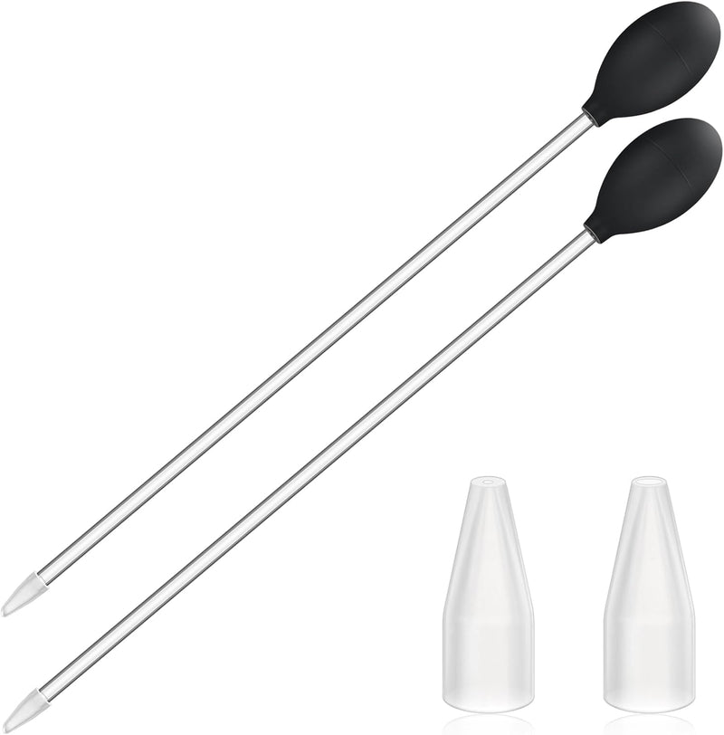 Boao 2 Sets Aquarium Coral Feeder Pipette Long Syringe Feeding Tube - Black