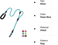Plutus Pet Rope Dog Leash with Double Handles, Reflective - Rope-Blue - image 4