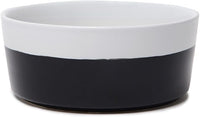 Waggo Dipper Ceramic Dog Bowl for Small and Large Breeds - Heavyweight and Durable Pet Food and Water Dish Crock, Dishwasher Safe, Modern (Black, Medium)