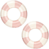 Rugwioyu pool tubes for kids, two round blue and white inflatable swim rings - view 3