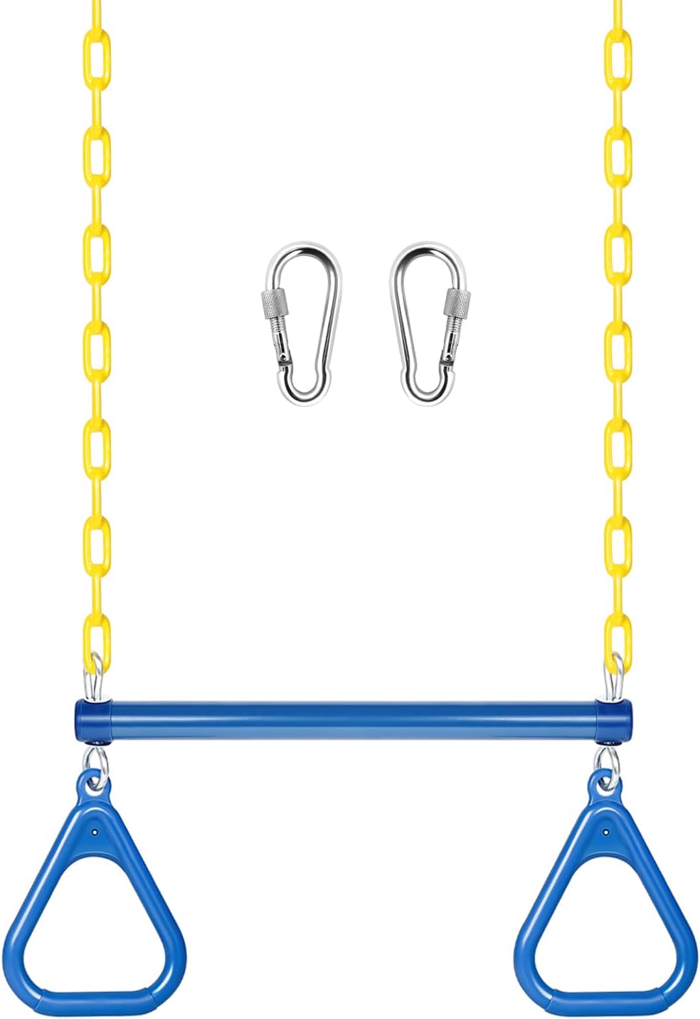 LadyRosian trapeze swing bar with plastic gym rings and two 47 inch hanging chains - view 3