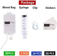 Aweilan blood bag drink pouches 20 pack, 350ml IV bag party cups with clips and syringe - view 2