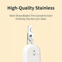 PAKEWAY Pet Nail Clipper with LED & -U-V Light, Cat Claw Trimmer with Ultra Bright LED Light for Nail Bloodline to Avoid Over Cutting, Sharp Angled Blade Grooming Tool for Dog Cat Rabbit Small Animals