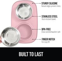 GORILLA GRIP Dog Bowl Set with Feeding Mat - Light Pink / 1 Cup Bowls - image 2