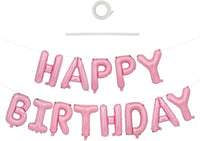 TONIFUL 16 Inch Black Happy Birthday Balloons Banner Decorations - Pink