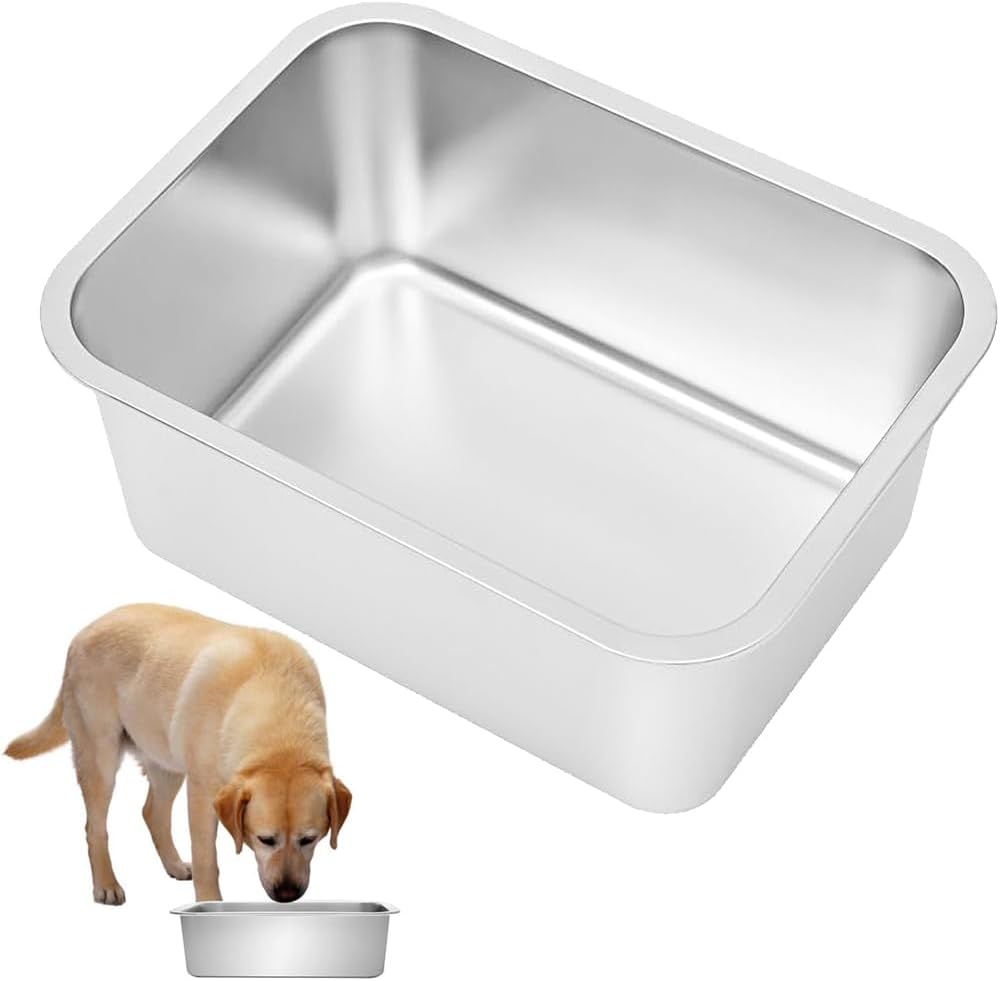 Kichwit 1.8 Gallons Large Dog Bowl, Stainless Steel Pan – Essentials for Dogs - 2.5 Gallons