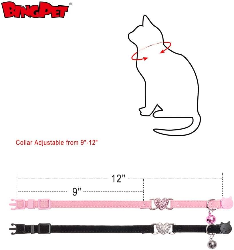 BINGPET Halloween Cat Collar Breakaway - Heart (Pink + Black) - image 2