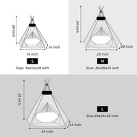 Pet Teepee Tent for Dogs & Cats Dog Bed with Thick Cushion Puppies Play House Removable and Washable