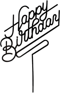 Black acrylic Happy Birthday cake topper on a frosted birthday cake - view 10