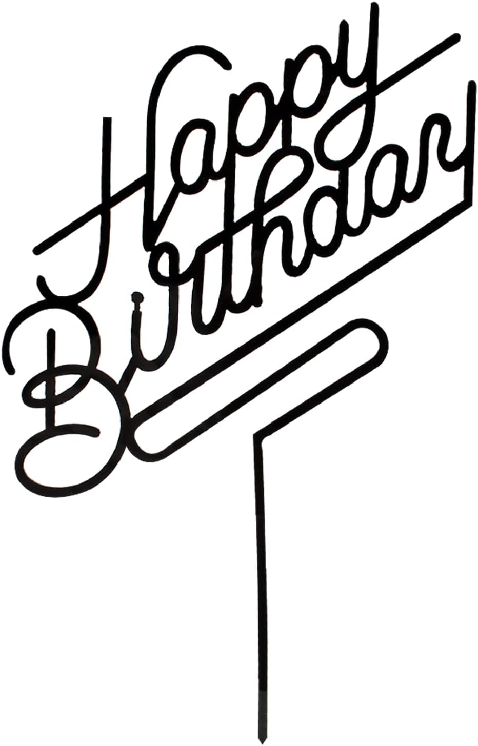 Black acrylic Happy Birthday cake topper on a frosted birthday cake - view 10