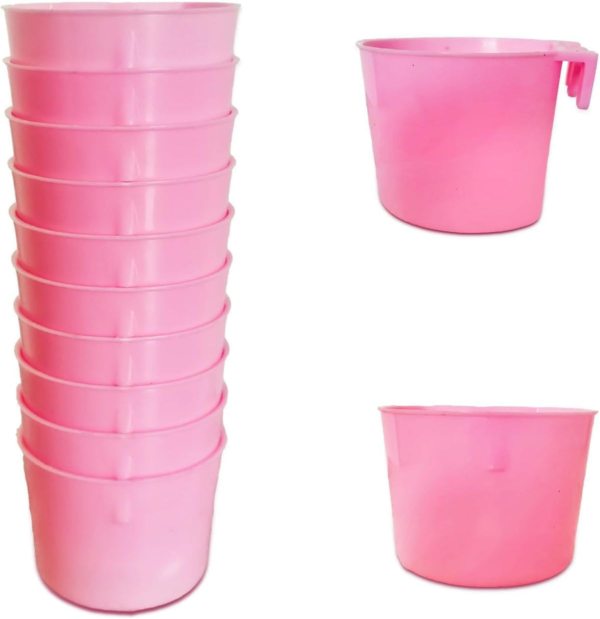 Cage Cups Birds Feeders Seed Bowl Chicken Feeding Watering Dish - 10PCS Pink