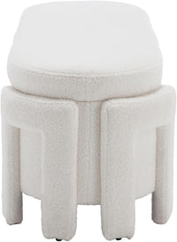 Kmax 50" Storage Ottoman Bench Modern Faux Fur Boucle Entryway Bench Comfy Upholstered End of Bed Bench for Hallway Entrance Bedroom Corner, White