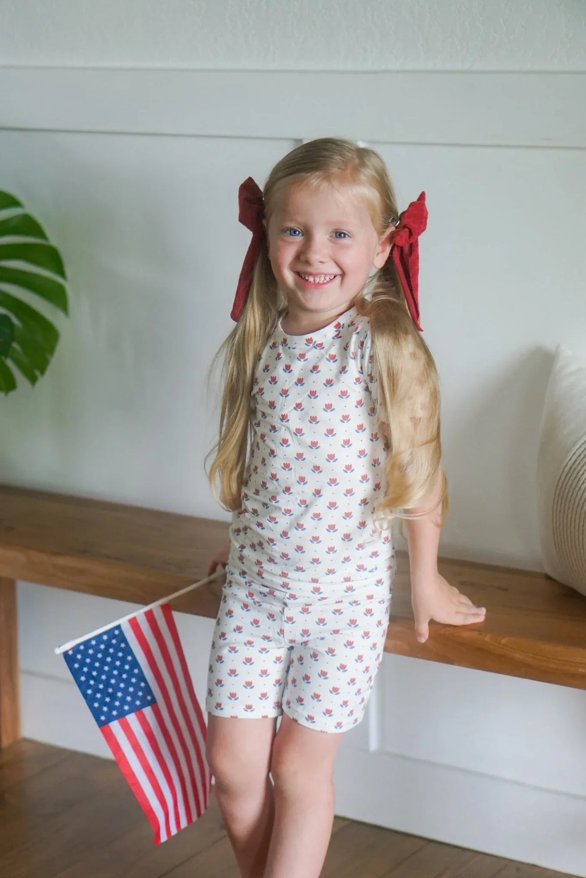 Red White & Blue Tulip 2pc Bamboo Pajamas - BIG FRENCHIES
