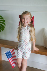 Red White & Blue Tulip 2pc Bamboo Pajamas - BIG FRENCHIES