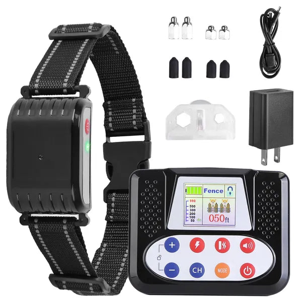 990FT Range Dog Wireless Fence Remote Training Collar IPX6 Waterproof Receiver With 0-9 Levels Beep Vibration Shock Mode