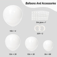 RUBFAC White Balloons Different Sizes 135pcs for Birthday Arch – Fun for Kids & Family - White - image 2