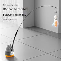 360° Rotating Cat Teaser Toy with Feather & Bell - Stick-On Base