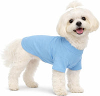 Lovelonglong Pet Clothing Dog Costumes Basic Blank T-Shirt Tee Shirts - XS (-5lbs) / Light-blue