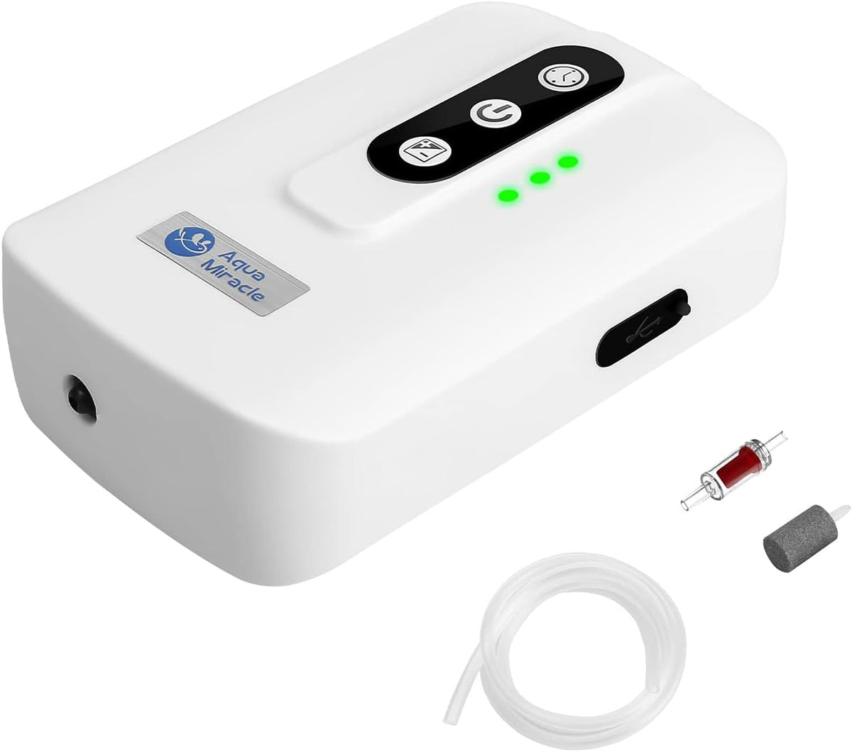 AquaMiracle Lithium Battery Powered Portable Aquarium Air Pump - For Tanks up to 60Gal