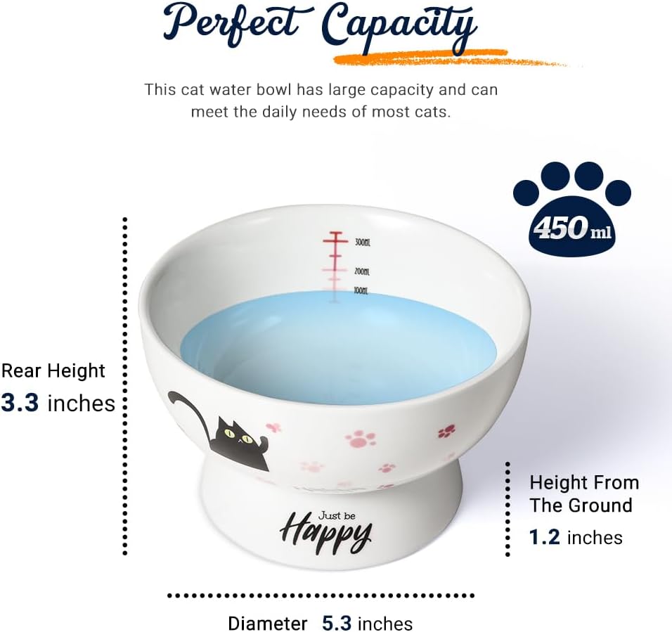 Raised Cat Food Bowl Ceramic 15° Tilted Cat Food Bowls Protect Cat's - Pink-Water Bowl / 1 - image 2